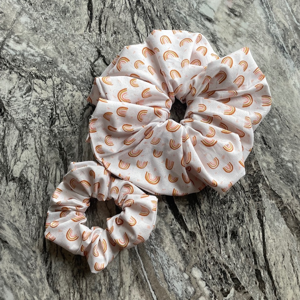 Pastel Rainbow Pride White Extra Large Scrunchies